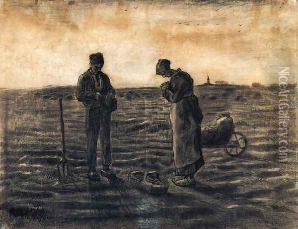 The Evening Prayer (after Millet) Oil Painting - Vincent Van Gogh