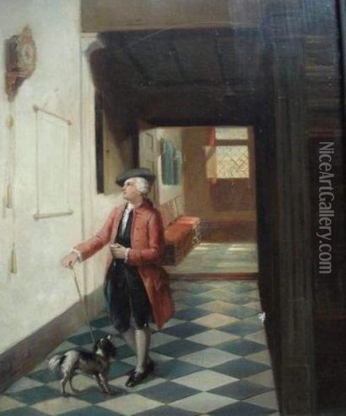 Gentilhomme Verifiant L'heure Oil Painting - Julius I Jacob