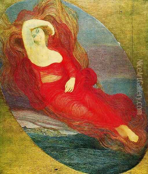 Goddess of love (angel of love. Pagan goddess) Oil Painting - Giovanni Segantini