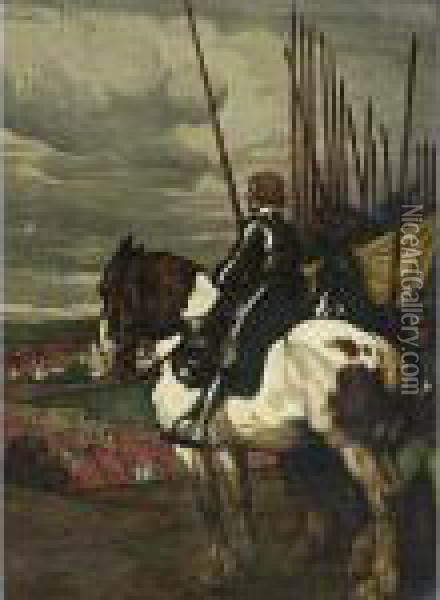 A Riding Lance Warrier Oil Painting - Angelo Jank