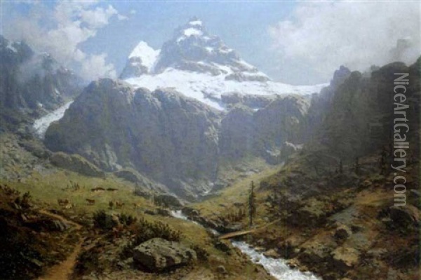 Hochgebirgslandschaft (glarnerland?) Oil Painting - Robert Schultze