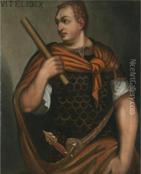 Portrait Of The Emperor Vitellius, Three-quarter Length, Holding A Baton Oil Painting - Bernardino Campi