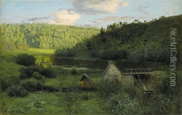 The Watermill, Sunset Oil Painting - Isaak Levitan