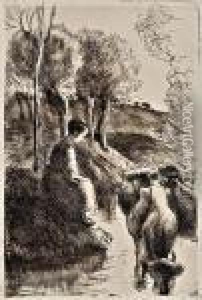 Vachere Au Bord De L'eau Oil Painting - Camille Pissarro