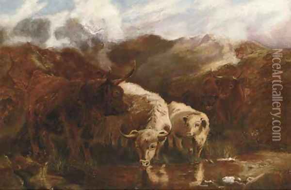 Highland cattle Oil Painting - Robert F. Watson