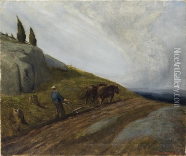 Plowing Before A Storm Oil Painting - John Steuart Curry