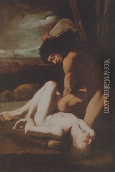Cain Slaying Abel Oil Painting - Emilio Savonanzi