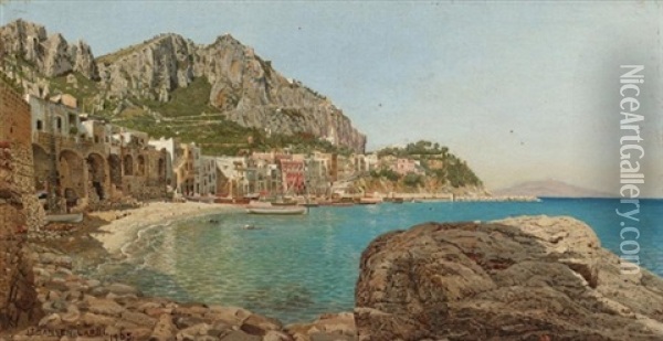 Capri (+ Chiogga; 2 Works) Oil Painting - Josef Theodor Hansen
