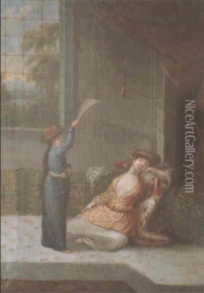 Scene De Harem Oil Painting - Franz Thomas Canton