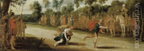 The Race Of Atalanta And Hippomones Oil Painting - Hans Jordaens III