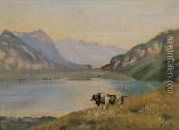 Thuner- Und Brienzersee Mitfreiburgerstier Oil Painting - Ferdinand Hodler