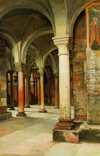 The Crypt Of The Church Of St. Zeno, Verona Oil Painting - Josef Theodor Hansen