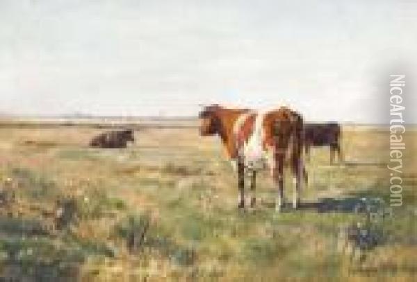Cows At Pasture Oil Painting - Eugene Jettel