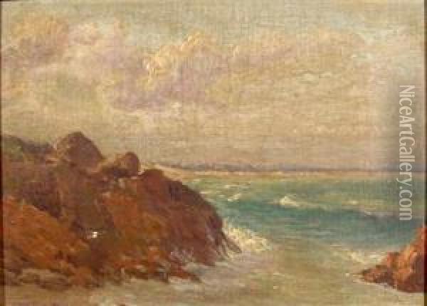 Seascape With Rocks Oil Painting - Frank Reed Whiteside