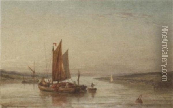 A Barge Setting Sail In The Medina River Oil Painting - George Gregory