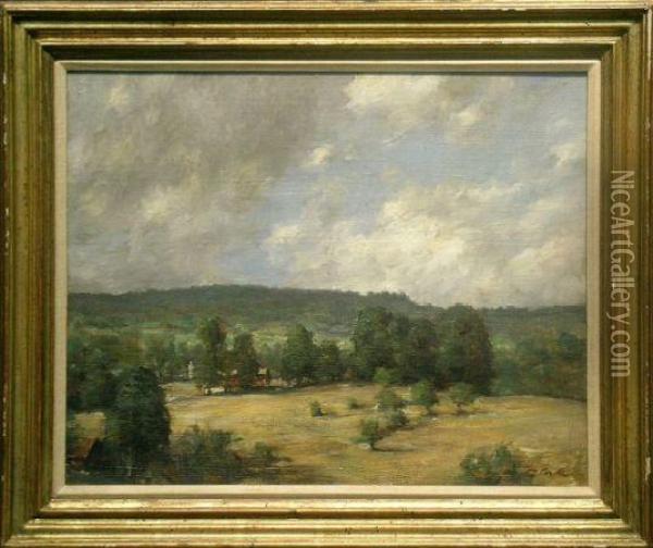 Vermont Hills And Woman Bather, Study: A Double-sided Work Oil Painting - Thomas Clark