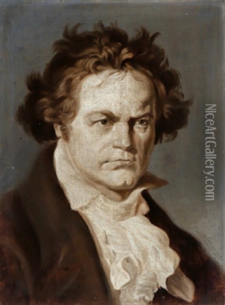 Portrait Ludwig Van Beethovens Oil Painting - Heinrich Hans Schlimarski