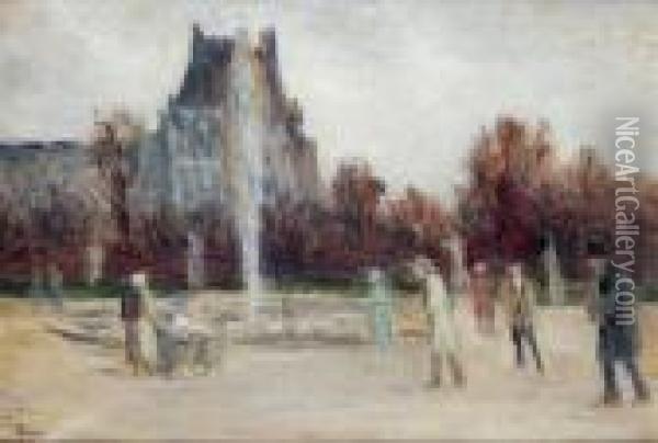 Le Jet D'eau Au Jardin Public, Tuileries Oil Painting - Maximilien Luce