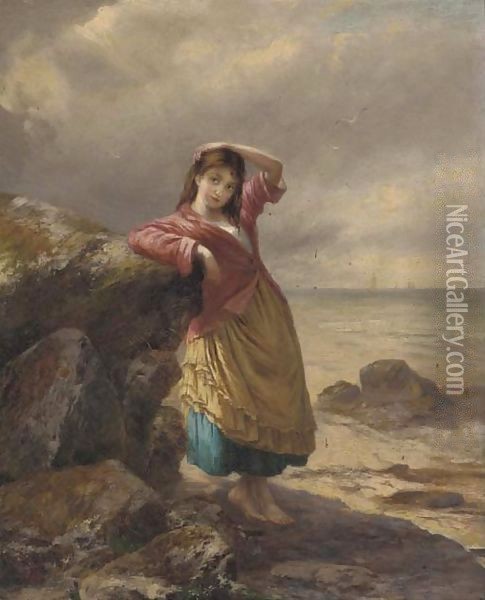 The fisherman's daughter Oil Painting - Augustus Edward Mulready
