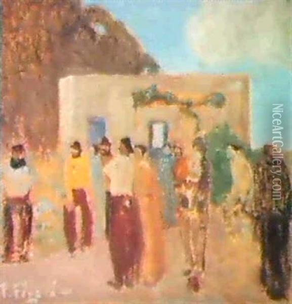 Bochadores. Oil Painting - Pedro Figari