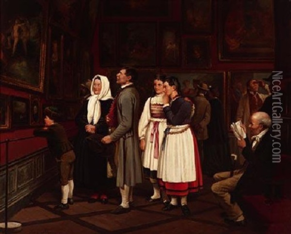In Der Gemaldegalerie Oil Painting - Joseph Haier