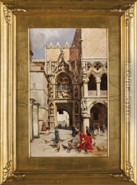 La Porta Di Carta, Venezia Oil Painting - Vincenzo Caprile