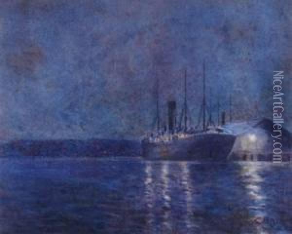 Nocturnal Ship Scene Oil Painting - Henry Charles Bryant