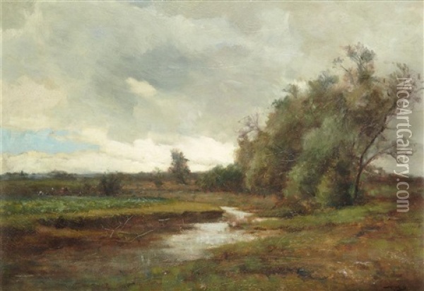 Field Workers By A Country Stream Oil Painting - Robert McGregor