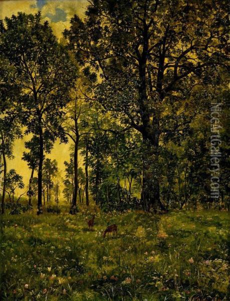 Srnky V Lese Oil Painting - Wilhelm Braun
