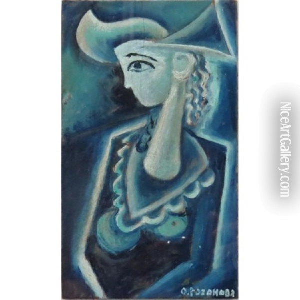 Cubist Portrait Of A Woman Oil Painting - Olga Rozanova