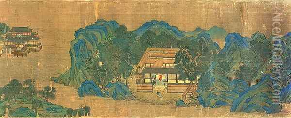Wang Chuans Residence, after the Painting Style and Poetry of Wang Wei 701-761 Oil Painting - Ying Qiu