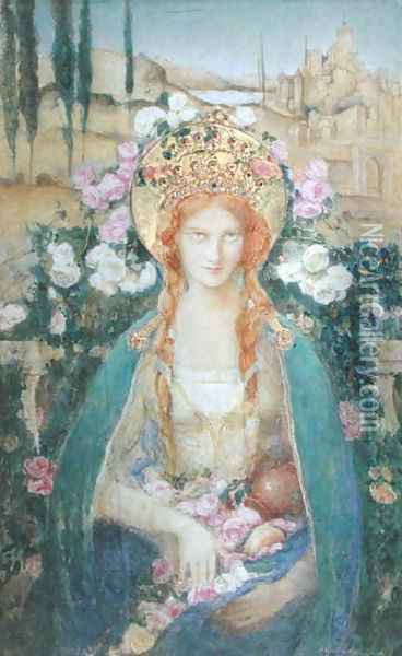 St. Elizabeth of Hungary, 1916 Oil Painting - Alice Macallan Swan