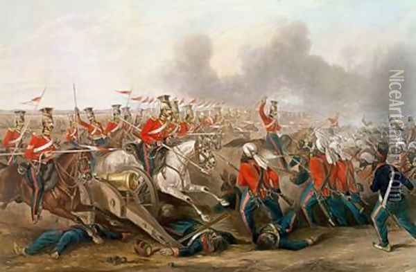Charge of the 16th Queens Own Lancers at the battle of Aliwal 1846 Oil Painting - Henry Martens