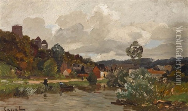 Flusslandschaft Mit Burganlage Oil Painting - Gilbert Von Canal