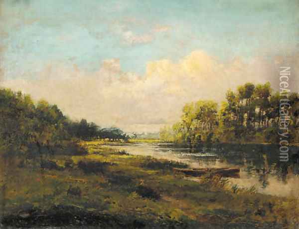 The Banks of the River Oil Painting - Robert Ward Van Boskerck
