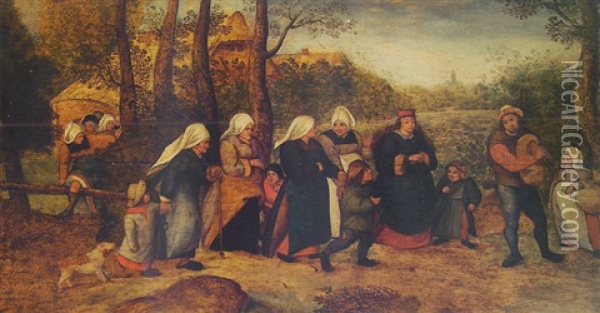 Le Cortege De La Mariee Oil Painting - Marten van Cleve the Elder