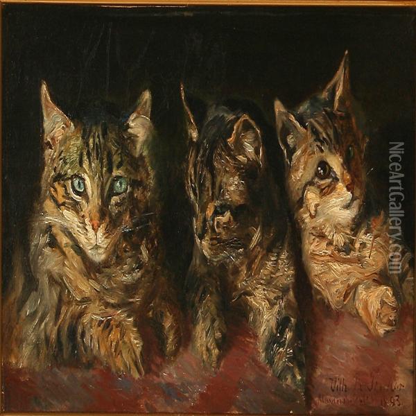 Three Cats Oil Painting - Vilhelm Theodor Fischer
