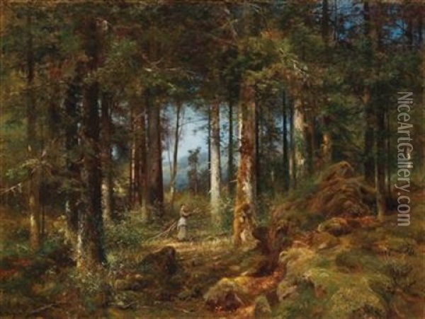 Pine Forest Oil Painting - Anton Heinrich Dieffenbach