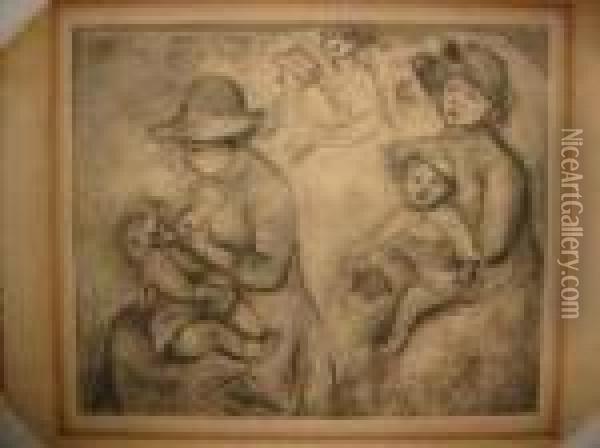 Trois Equis De Maternite Oil Painting - Pierre Auguste Renoir