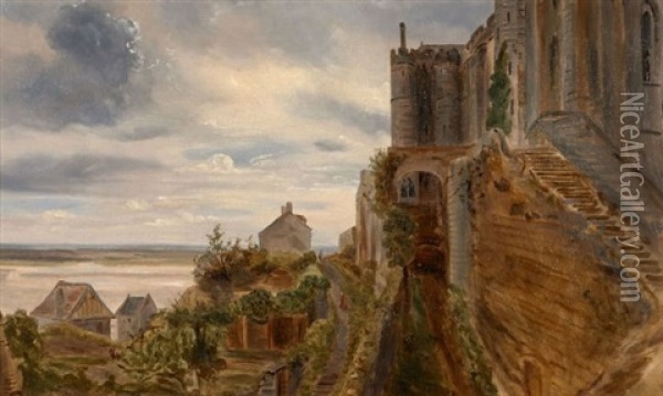 Le Mont Saint Michel Depuis L'entree Principale De L'abbaye Oil Painting - Theodore Rousseau