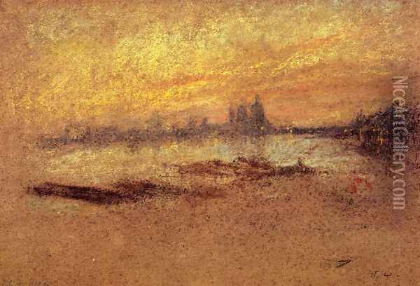 Red and Gold: Salute, Sunset Oil Painting - James Abbott McNeill Whistler