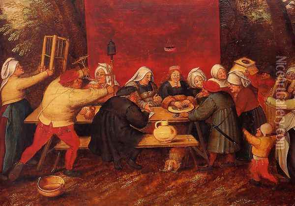 Giving Presents at a Wedding Oil Painting - Pieter the Elder Bruegel