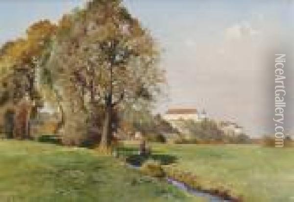 Blick Auf Dachau Oil Painting - Willy Moralt