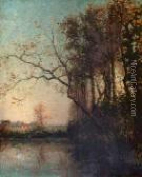 Etang A Tervueren: By The Lake Oil Painting - Hippolyte Boulenger