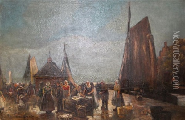 Le Retour De La Peche Oil Painting - Hans Adolf Hornemann