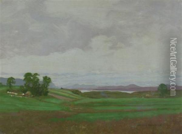 A Distant View Of Loch Lomond Oil Painting - George Houston