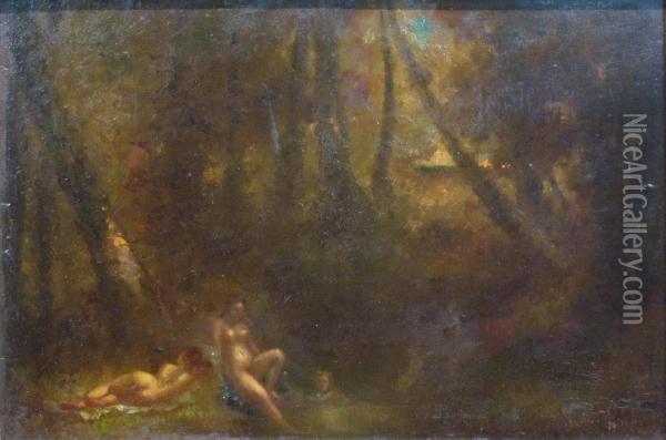 Woodland Nymphs Oil Painting - Narcisse-Virgile D Az De La Pena