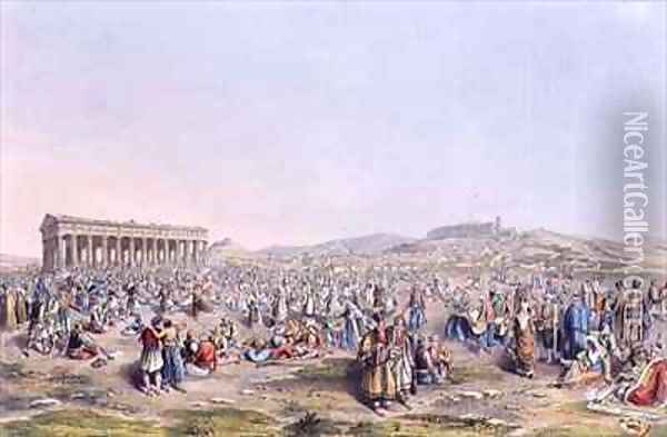 Festival at Athens Oil Painting - Edward Dodwell