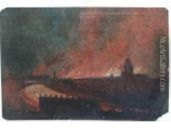 A View Of The City Of Bristol During The Night Of Sunday Oil Painting - William James Muller