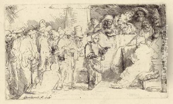 Christ Disputing With The Doctors: A Sketch Oil Painting - Rembrandt Van Rijn